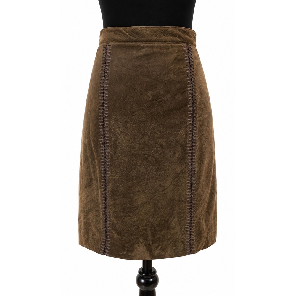 Cartise International Womens Straight‎ Whip Stitch Skirt Size 6 Brown Velvet